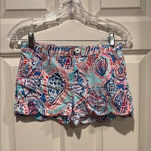 Lilly Pulitzer Ocean Trail Kids 12 Colorful Seashell Print Women's Shorts *